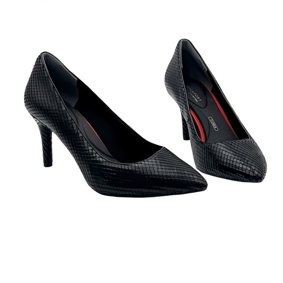 Rockport Shoes - Rockport Total Motion Black Snakeskin Comfort Heels Size 8 Women’s Office Pumps